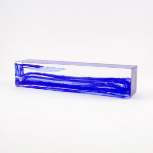 Blocco sestino mattone anima blu in vetro di Murano cristallo trasparente