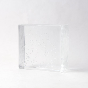 Blocco quadrato in vetro di Murano trasparente con bolle interne