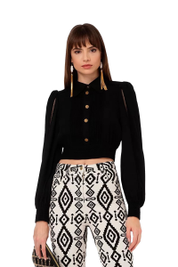 Cropped Shirt with Jour Work