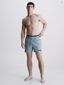 Calvin Klein Pantaloncini Da Bagno Con Doppia Fascia In Vita - Core Solids Sphere Grey