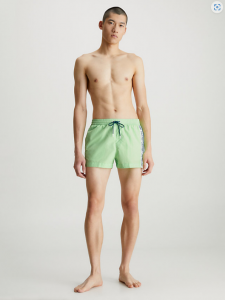 Calvin Klein Pantaloncini Da Bagno Con Cordoncino Corto - Logo Tape Lime Mist