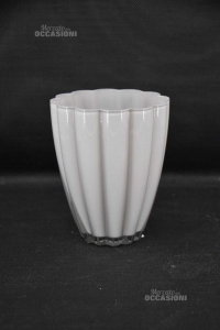 Vase Glas Hafen Blumen Bordo Gewellt Farbe Grau Klar 17 Cm Höhe