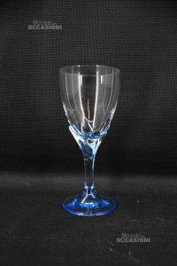 Glasses With Stem Light Blue 6 Pieces Wine H 17 Cm