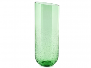 H&H Vaso In Vetro Verde Prodotto A Mano Decoro Crecklè Cm37
