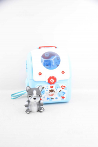 Backpack Game Kids In Plastic Holder Stuffed Animal Light Blue Baffi 26 Cm