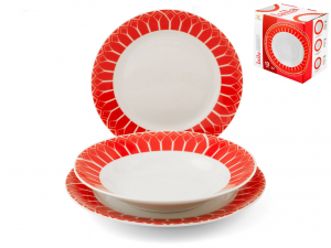 MamboCat Chrissi - Set di 18 piatti rossi per 6 persone, piatti
