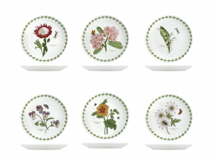 6 Piatti Frutta Flowers In Porcellana Decori Assortiti Cm21