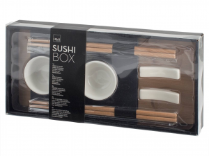 Sushi Box 10 Pezzi In  Sushi Ardesia E Bambu' 14x30cm