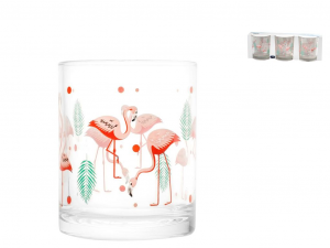Confezione 3 Bicchieri In Vetro Flamingo Cilindrico