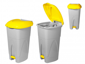 Bidone Lt110 Con Ruote Coperchio Giallo