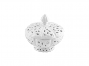 H&H Confezione In Ceramica Traforata, Ø 11 Cm, Bianco