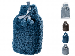 H&H Borsa dell'acqua calda in gomma bilamellata con copri borsa in poliestere decoro teddy lt 2