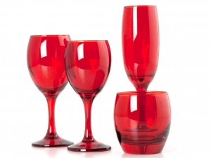 Confezione Di 6 Calici Vino Optic In Vetro Colore Rosso Cl20