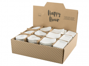 H&H Set 4 Coppette Happy Hour In Porcellana Forme Assorti