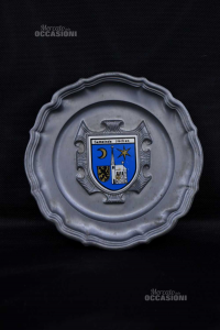 Pewter Plate With Coat Of Arms German 23 Cm