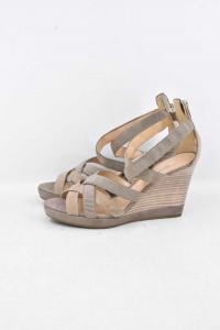 Sandals Woman Geoxbeige Size 37 With Wedge