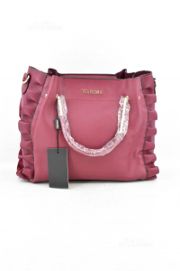Bag Woman Via Rome Faux Leather With Shoulder Strap And Pencil Case Internal Color Raspberry New