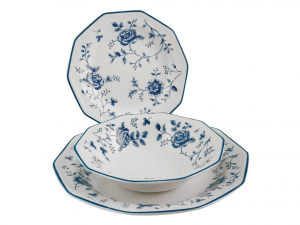 CHURCHILL Servizio Tavola 18 Pezzi Rose Blue In Earthenware