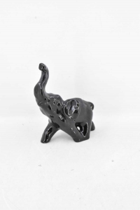 Ceramic Elephant Black 15x13 Cm