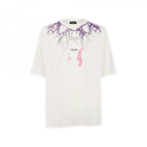 PHOBIA Maglietta Maniche Corte T-Shirt White With Purple Grey Fuxia Lightning 