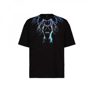 PHOBIA Maglietta Maniche Corte T-Shirt Black With Blue Grey Lightblue Lightning 