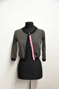 Cardigan Woman Twin Set White Black With Polka Dots Size.s