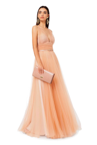 Red Carpet Dress in Tulle with Belt