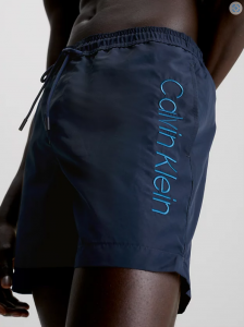 Calvin Klein Pantaloncini Da Bagno Con Cordoncino Medio - Core Logo Navy Iris