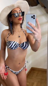 Bikini reggiseno e slip laccetti brasiliano regolabile Striped Effek