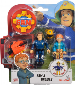 Simba - Set di 2 personaggi, Il Pompiere Sam, 7,5 cm