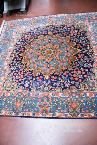 Teppich Persisch Quadrat 200x200 Cm Blau Rosa Hellblau