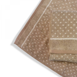 Asciugamani lusso Set asciugamano e ospite Carrara POIS Beige Spugna cotone