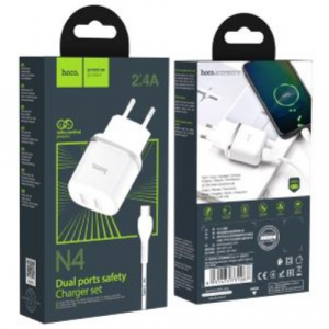 ALIMEN.2x USB (5V 2,4A) N4 + cavo USB-C -White