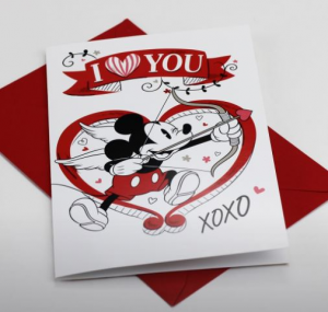Foglio con busta per auguri -serie LOVE 'mickey mouse XOXO'