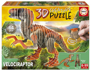 Puzzle 3D Velociraptor dinosauri 64pz. -EDUCA