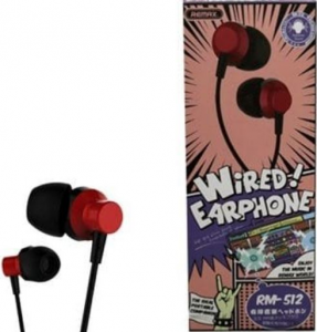 RM-512 in-ear Wired Music Headset - RED