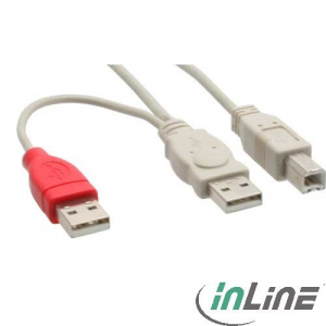 USB2.0 cavo a Y  2x M tipo A > 1x M  tipo B -1.0mt