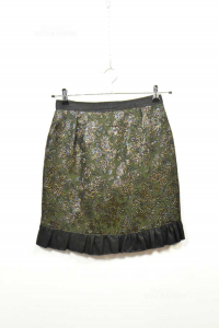 Skirt Vintage Sartorial Green Black With Bow Size 42