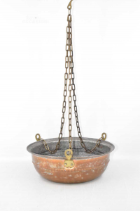 Copper Pot With Chains For Hanging,diameter 30 Cm