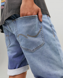 Bermuda jeans in cotone stretch lavaggio chiaro super stone washed