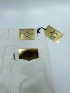 Jeans Loose 1252 bianchi con disegni di strass Rossano Perini
