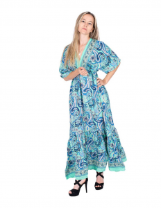 Long dress with silk flounce