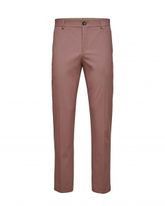 Pantaloni slim rosa antico in tela di misto viscosa stretch con piega stirata