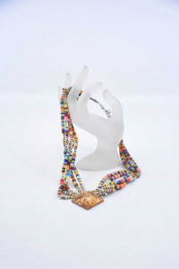 Necklace Ethnic With Beads Colored