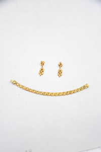 Bracelet + Earrings Silver 925 Bathroom Gold (18.7 Grammi)