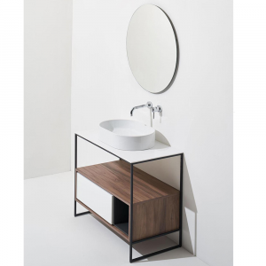 Furniture with oval washbasin and frame Foriù Simas 