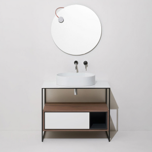 Furniture with oval washbasin and frame Foriù Simas 