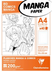 manga paper A4 200gr con griglia blocco 40 fogli
