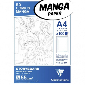 manga paper A4 55gr con griglia blocco 100 fogli