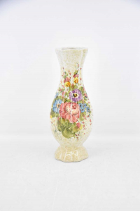 Vase Blumenständer Handbemalt H 29 Cm Keramik